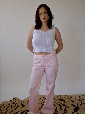 Pink sateen Straight-Leg Pants